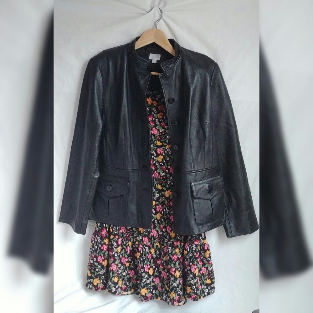Apt.9 90's style lambskin jacket black - Picture 1 of 5